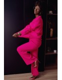 Women\'s knitted set with wide pants, neon pink 222217 - Online store - Boutique